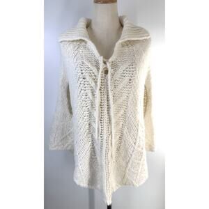 Made In Italy Of Benetton Sweater Poncho Womens One Size Alpaca Wool Cable Knit